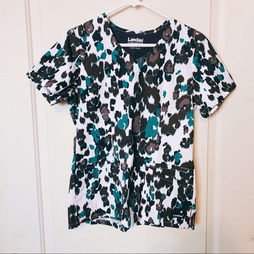 Landau Cheetah Scrub Top
